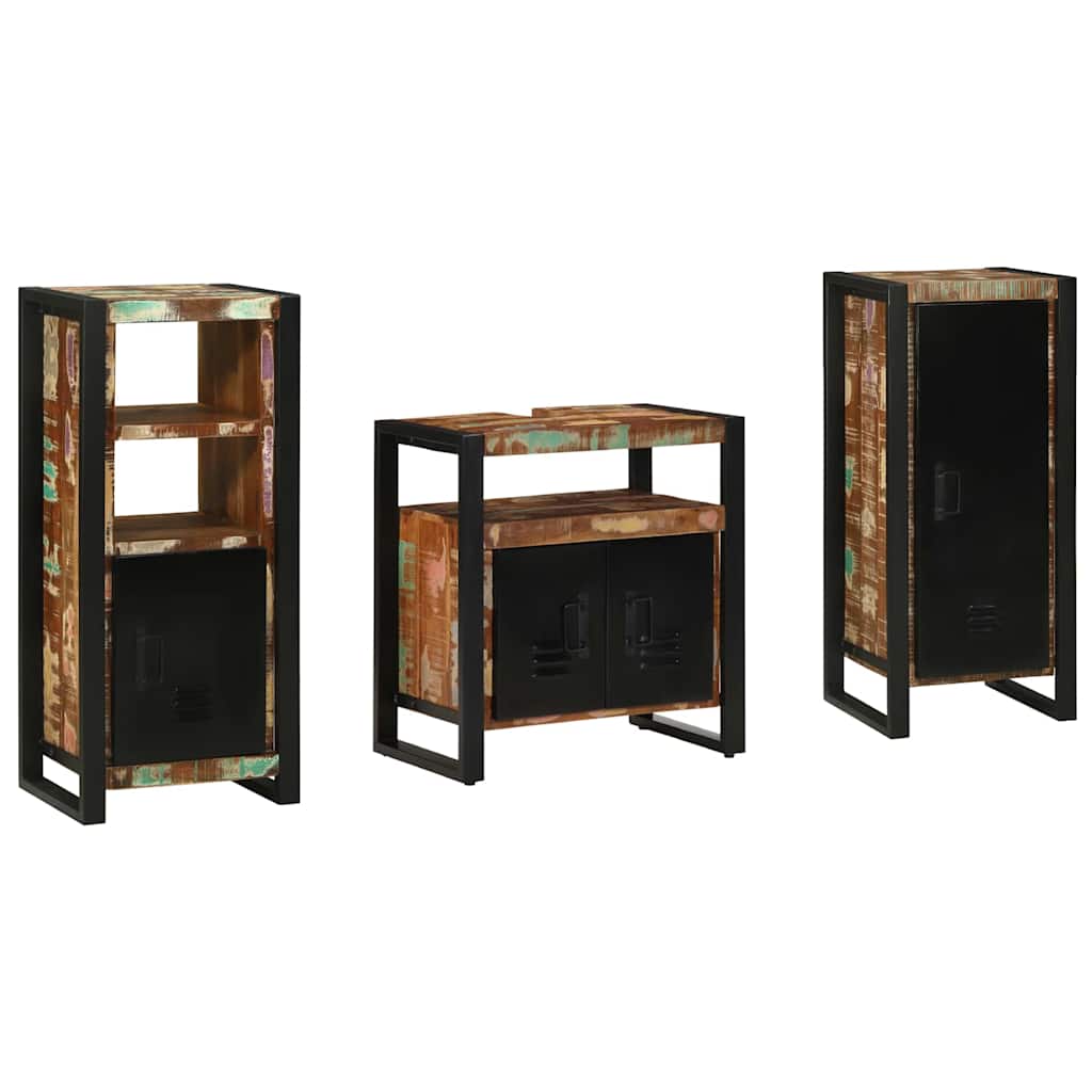 Set di mobili per il bagno 3 pcs Legno Recuperato Massello