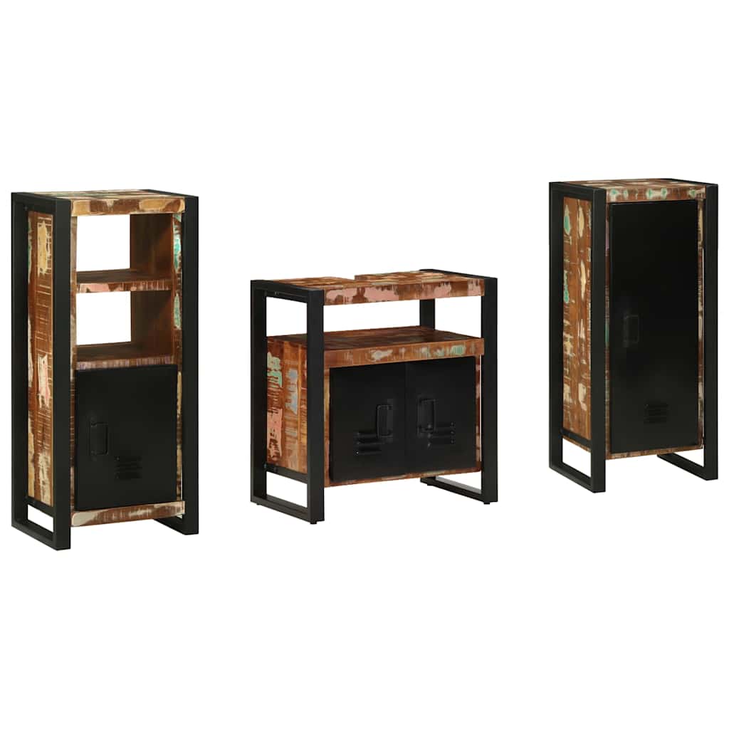 Set di mobili per il bagno 3 pcs Legno Recuperato Massello