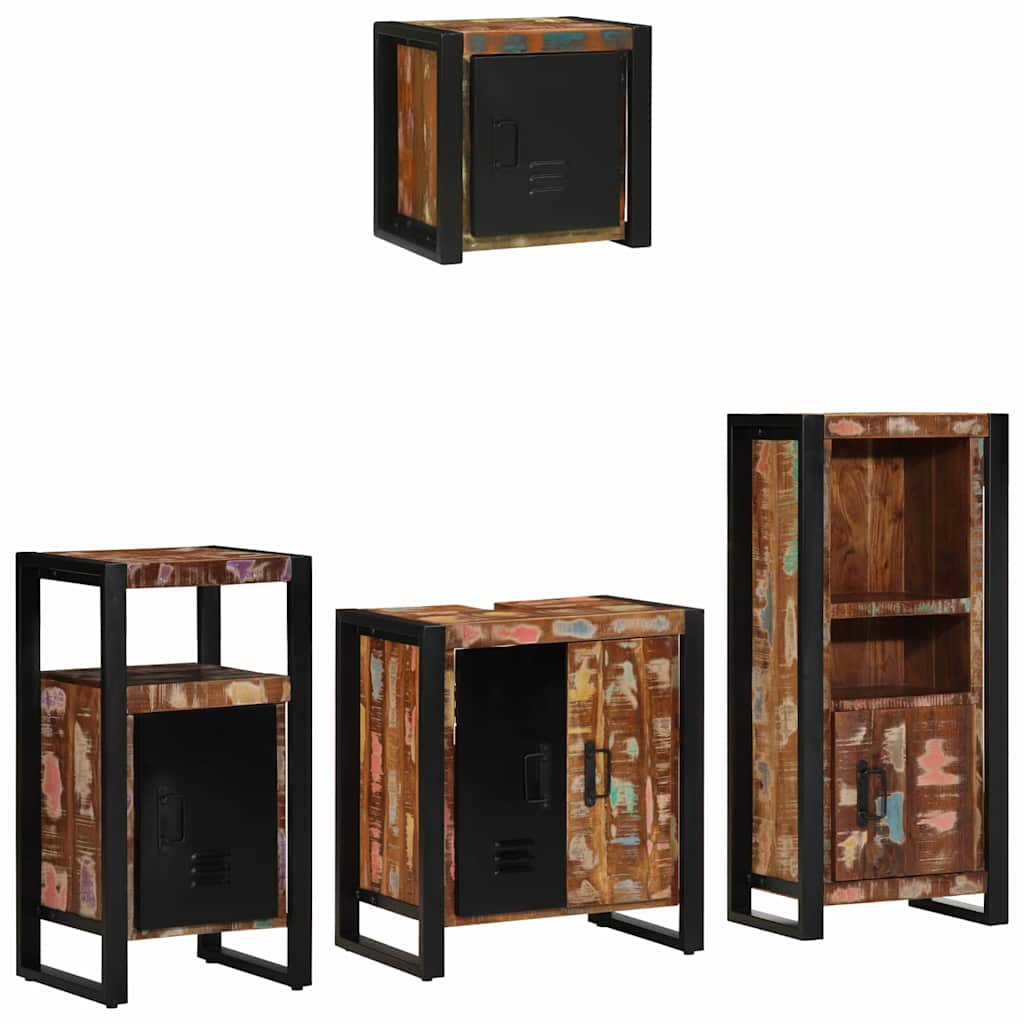 Set di mobili per il bagno 4 pcs Legno Recuperato Massello