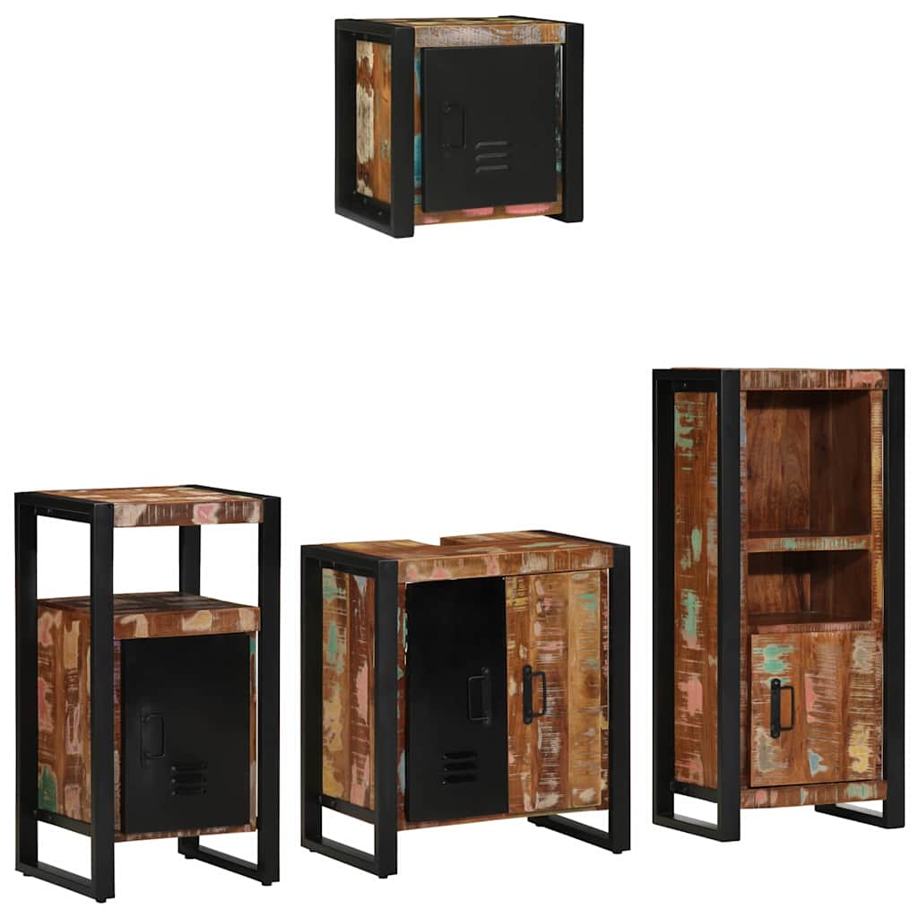 Set di mobili per il bagno 4 pcs Legno Recuperato Massello
