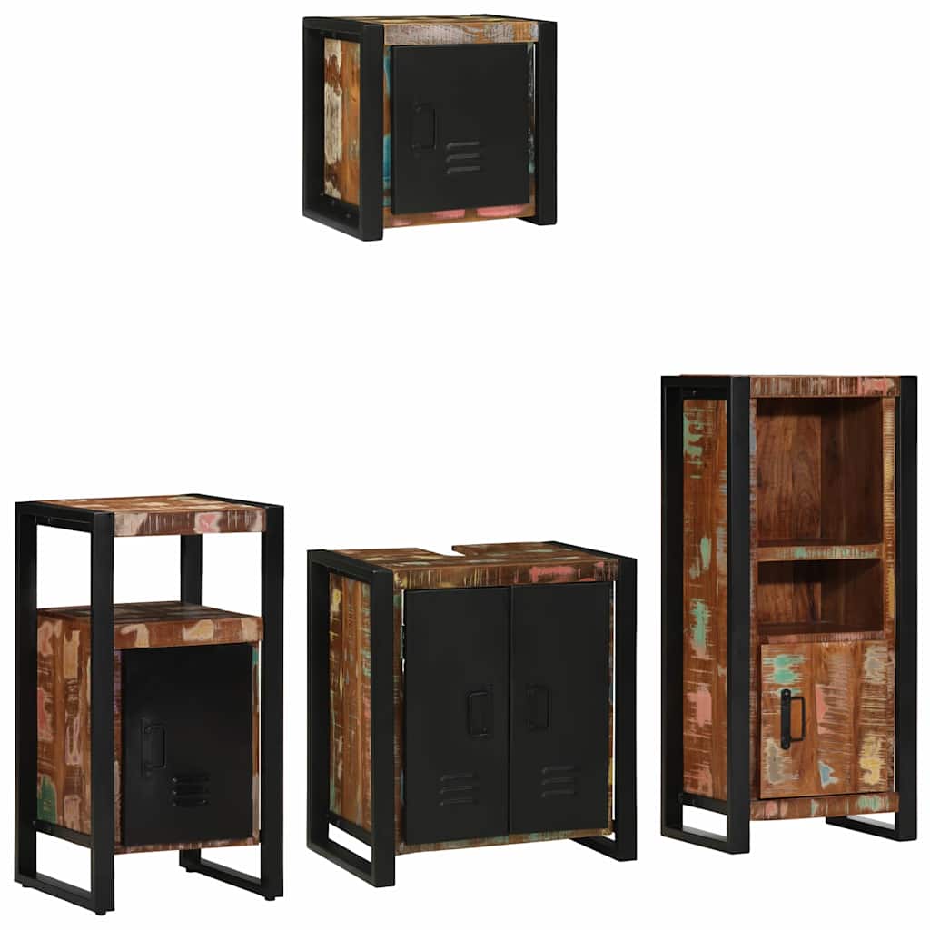 Set di mobili per il bagno 4 pcs Legno Recuperato Massello