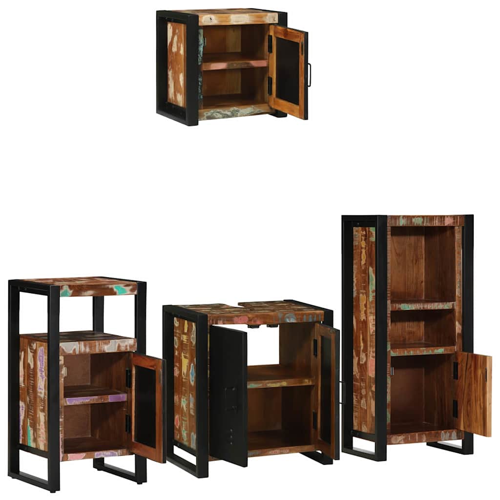 Set di mobili per il bagno 4 pcs Legno Recuperato Massello