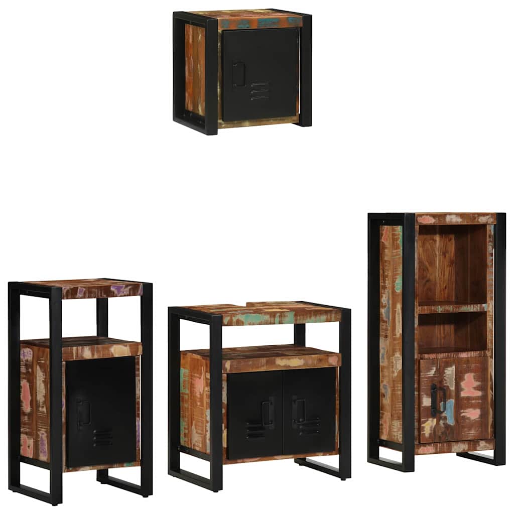 Set di mobili per il bagno 4 pcs Legno Recuperato Massello