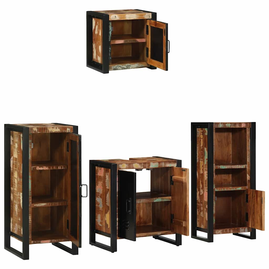 Set di mobili per il bagno 4 pcs Legno Recuperato Massello