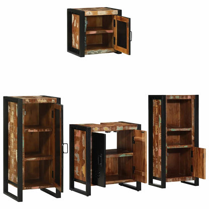 Set di mobili per il bagno 4 pcs Legno Recuperato Massello