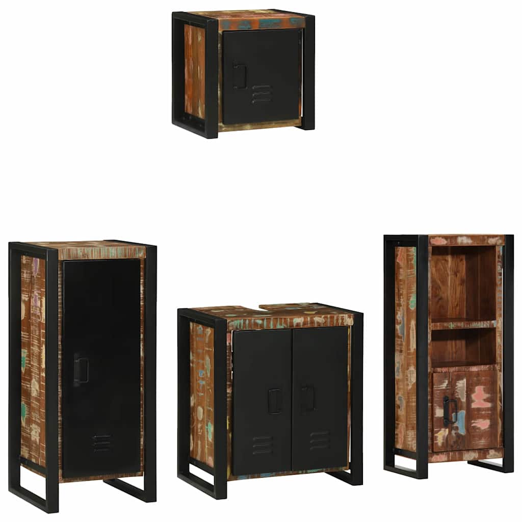 Set di mobili per il bagno 4 pcs Legno Recuperato Massello