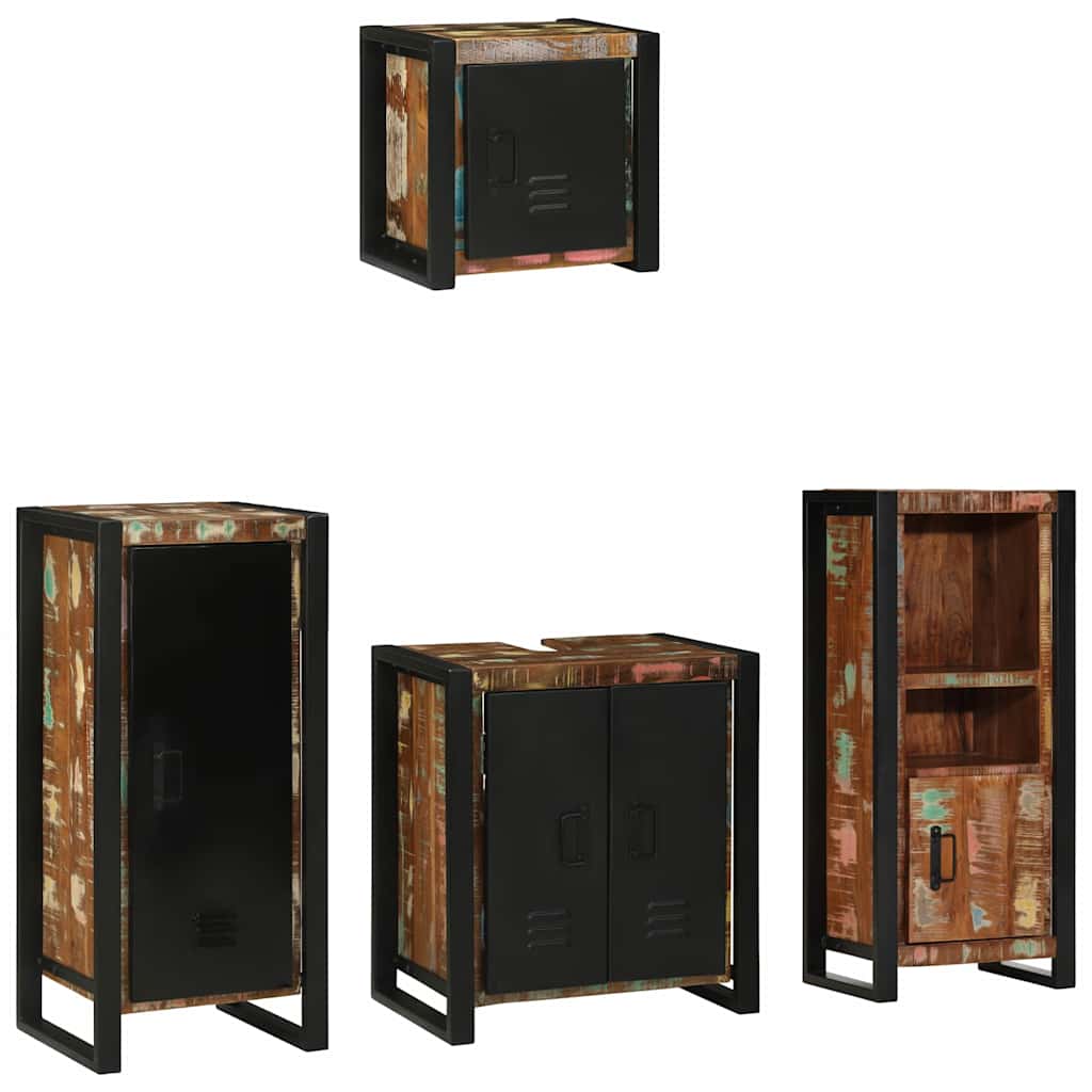 Set di mobili per il bagno 4 pcs Legno Recuperato Massello