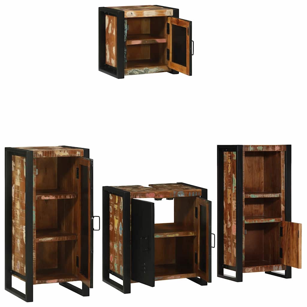 Set di mobili per il bagno 4 pcs Legno Recuperato Massello