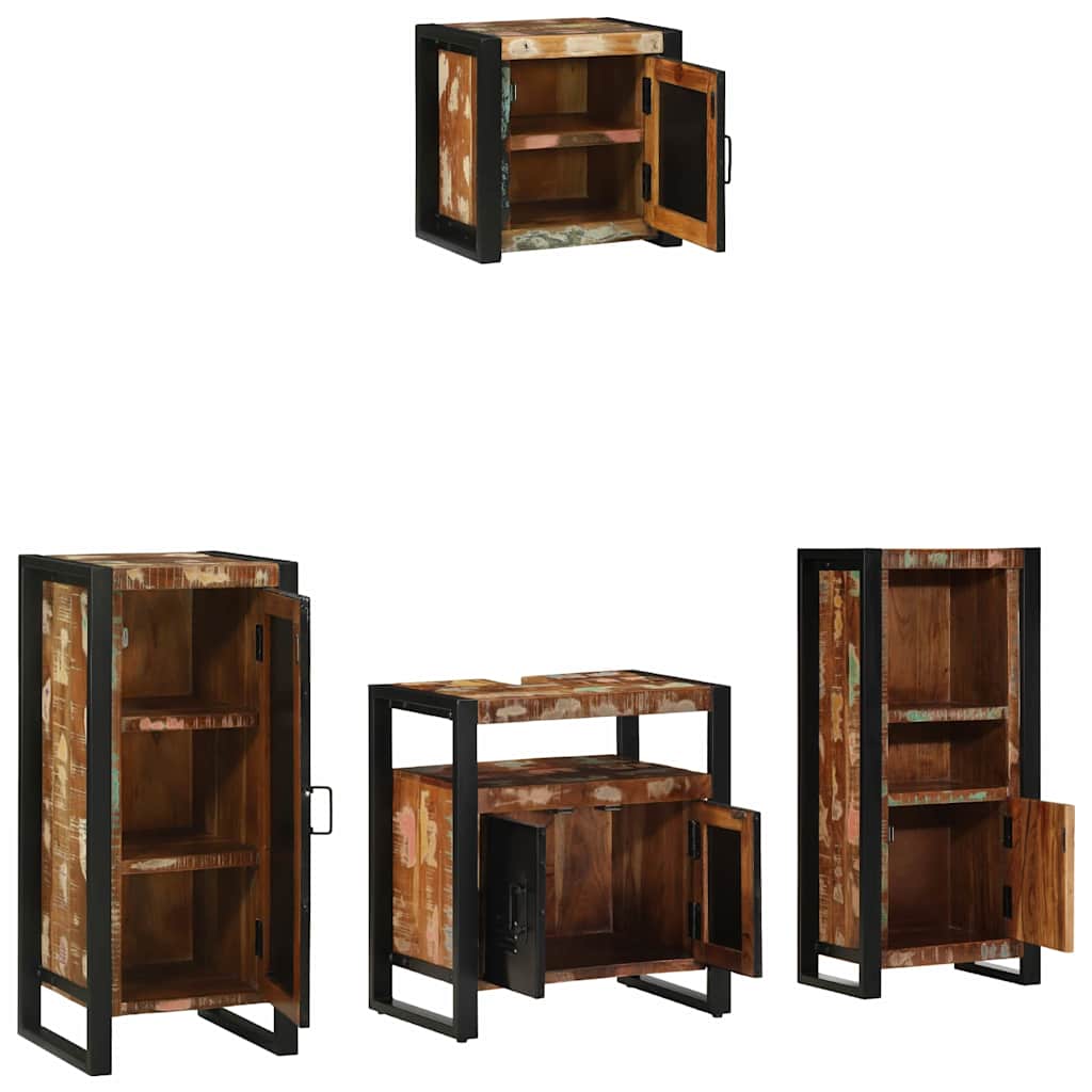 Set di mobili per il bagno 4 pcs Legno Recuperato Massello