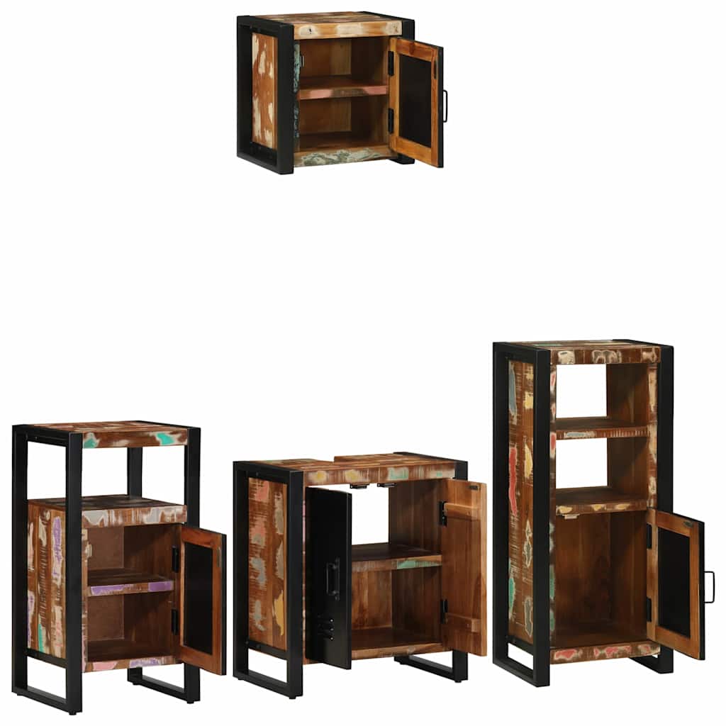 Set di mobili per il bagno 4 pcs Legno Recuperato Massello