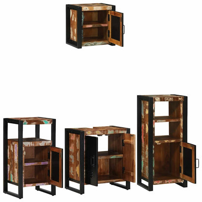 Set di mobili per il bagno 4 pcs Legno Recuperato Massello