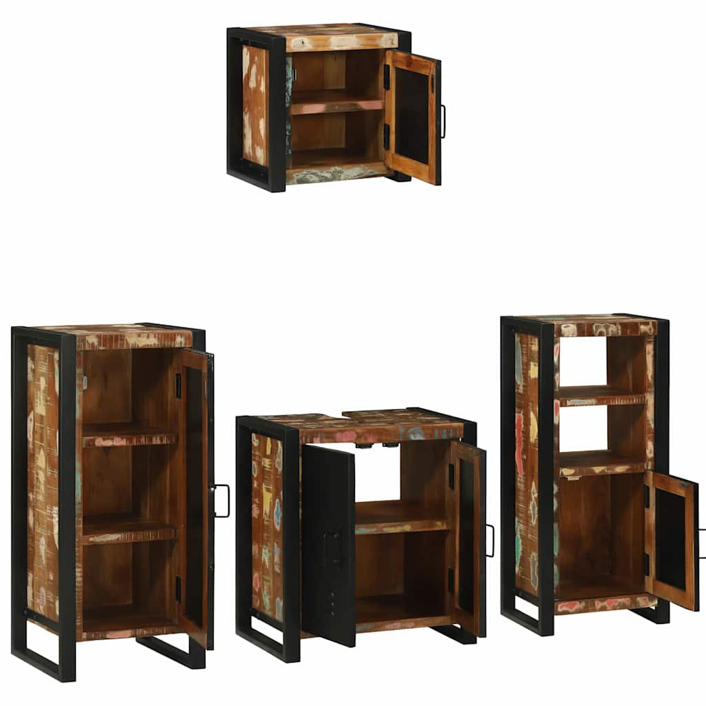 Set di mobili per il bagno 4 pcs Legno Recuperato Massello