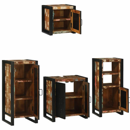 Set di mobili per il bagno 4 pcs Legno Recuperato Massello