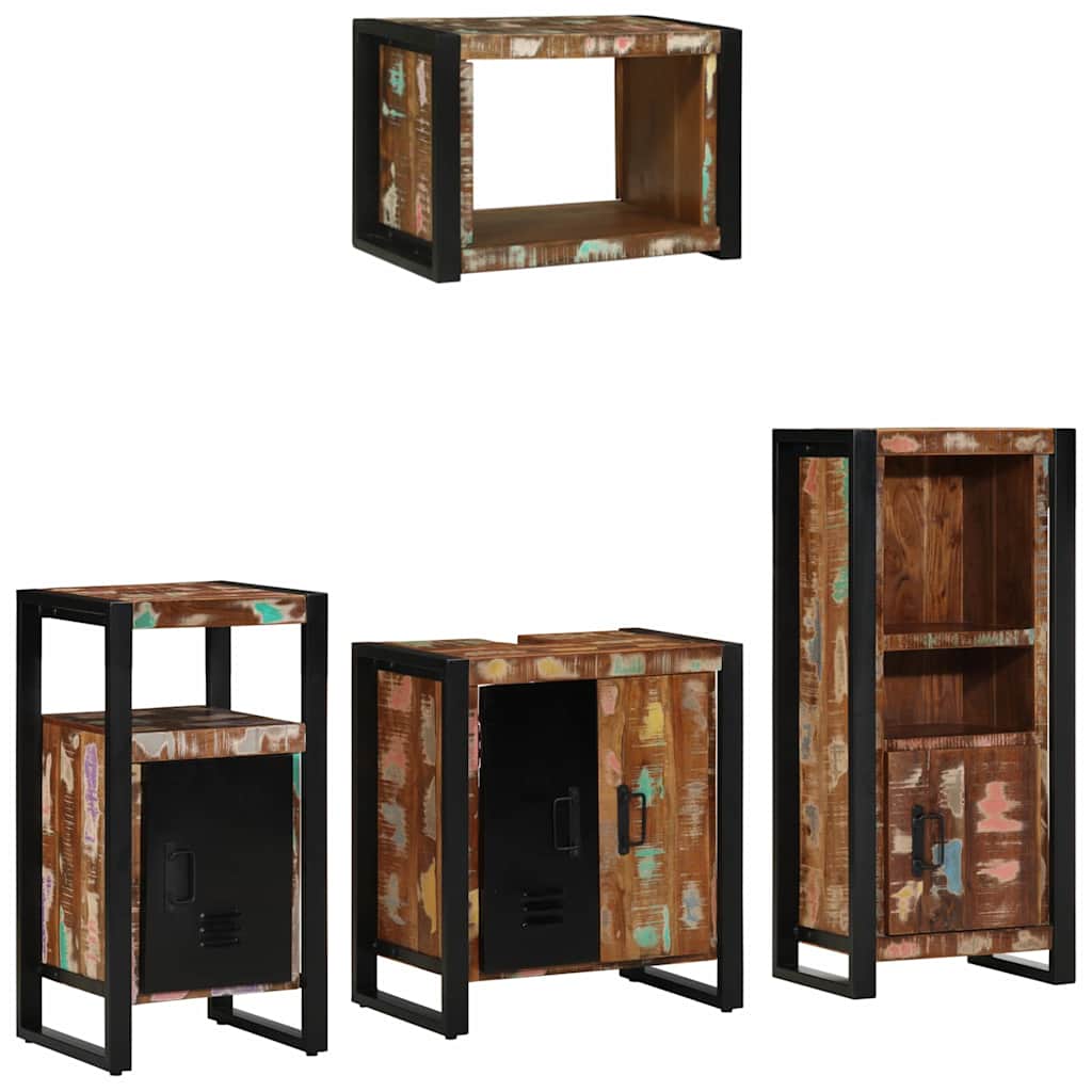 Set di mobili per il bagno 4 pcs Legno Recuperato Massello