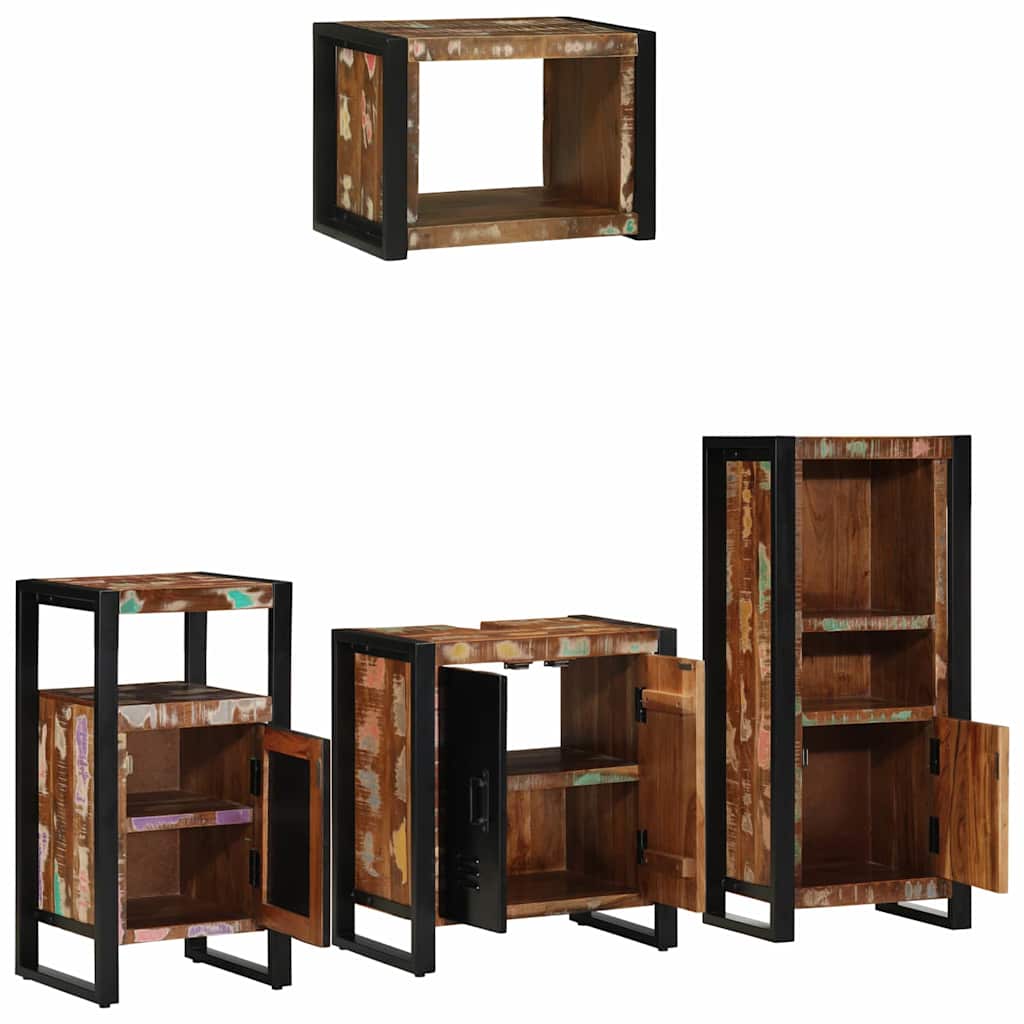 Set di mobili per il bagno 4 pcs Legno Recuperato Massello