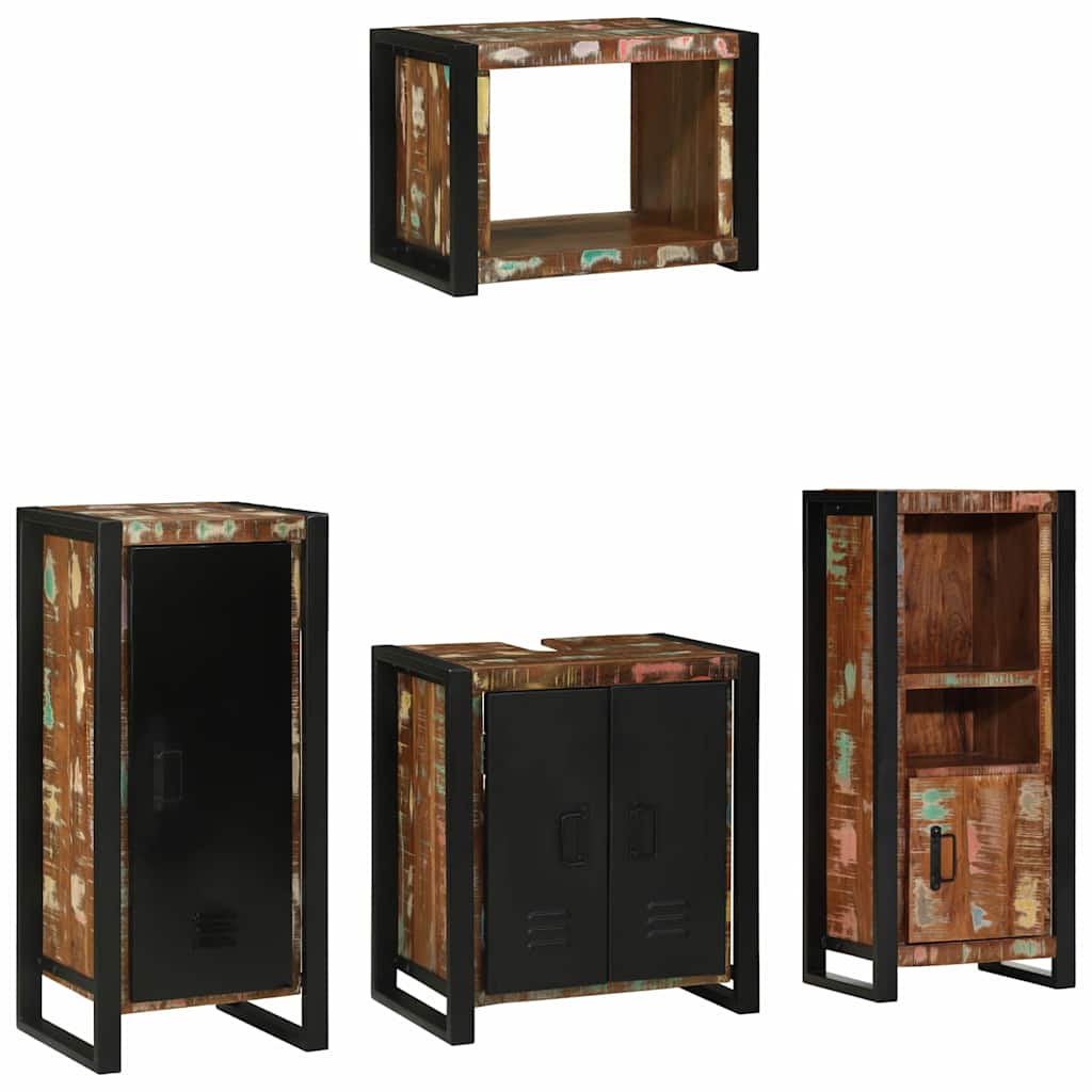 Set di mobili per il bagno 4 pcs Legno Recuperato Massello