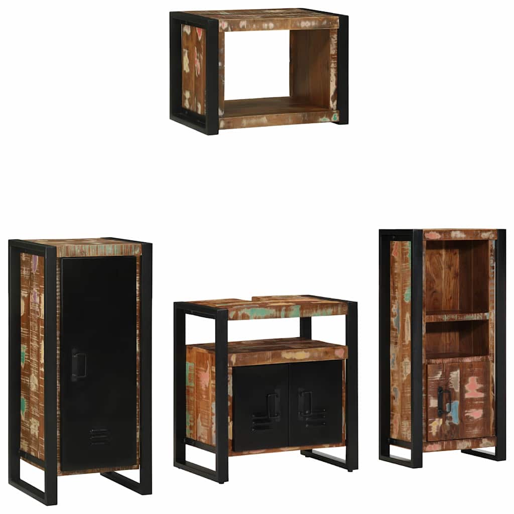 Set di mobili per il bagno 4 pcs Legno Recuperato Massello