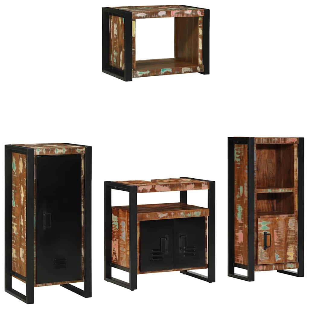 Set di mobili per il bagno 4 pcs Legno Recuperato Massello
