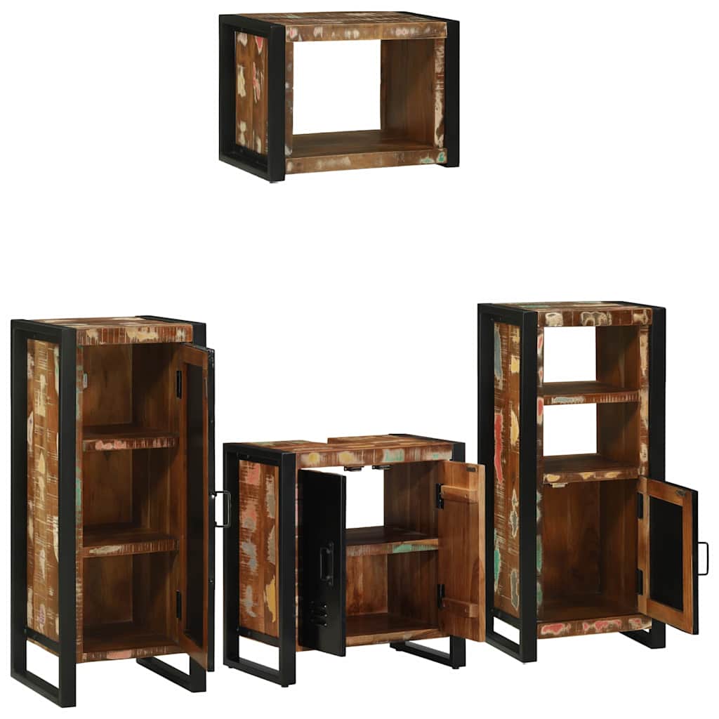 Set di mobili per il bagno 4 pcs Legno Recuperato Massello