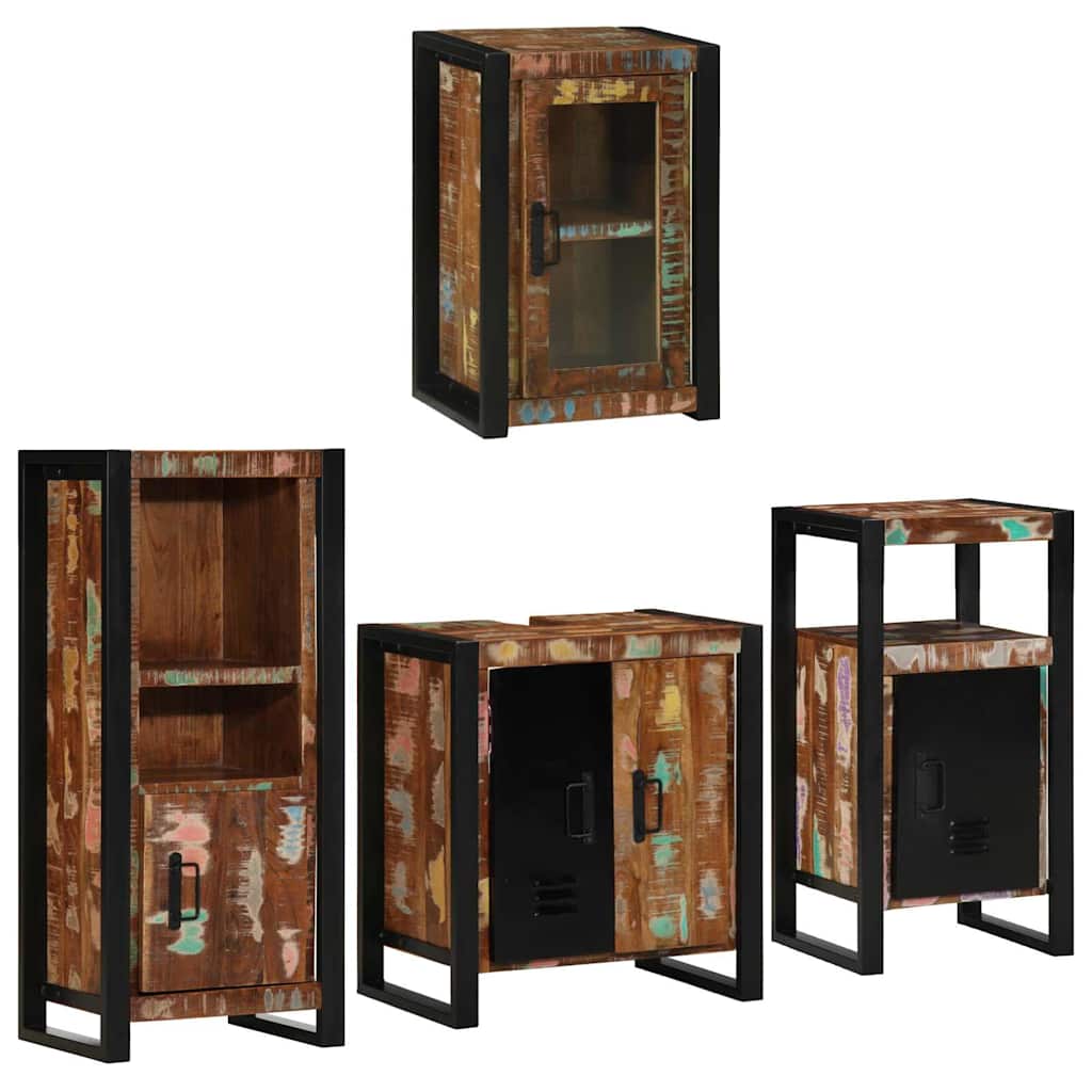 Set di mobili per il bagno 4 pcs Legno massello riciclato