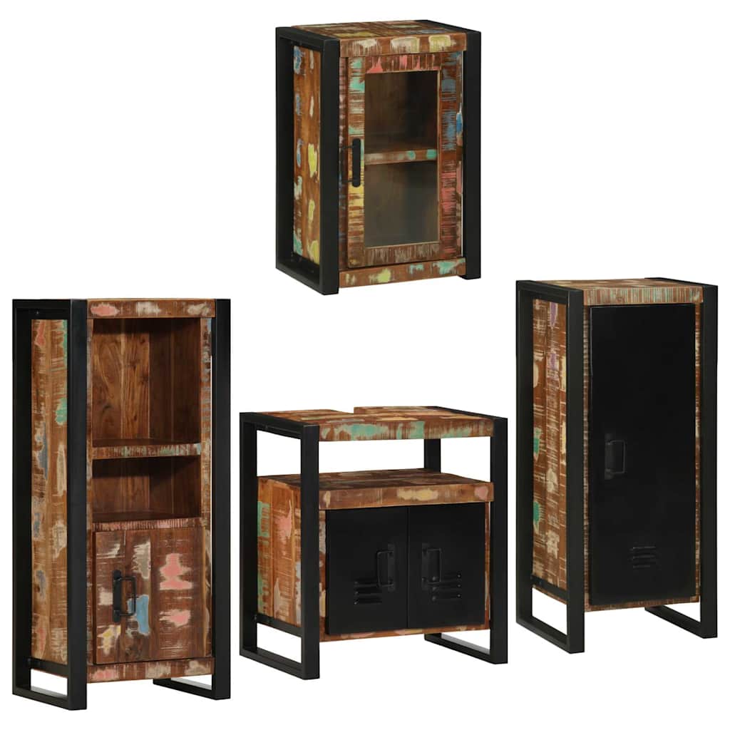 Set di mobili per il bagno 4 pcs Legno massello riciclato
