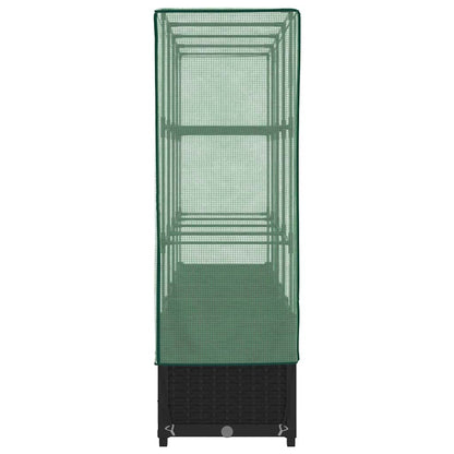 Letto rialzato con copertura per serra effetto rattan 160x40x138 cm