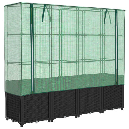 Letto rialzato con copertura per serra effetto rattan 160x40x153 cm