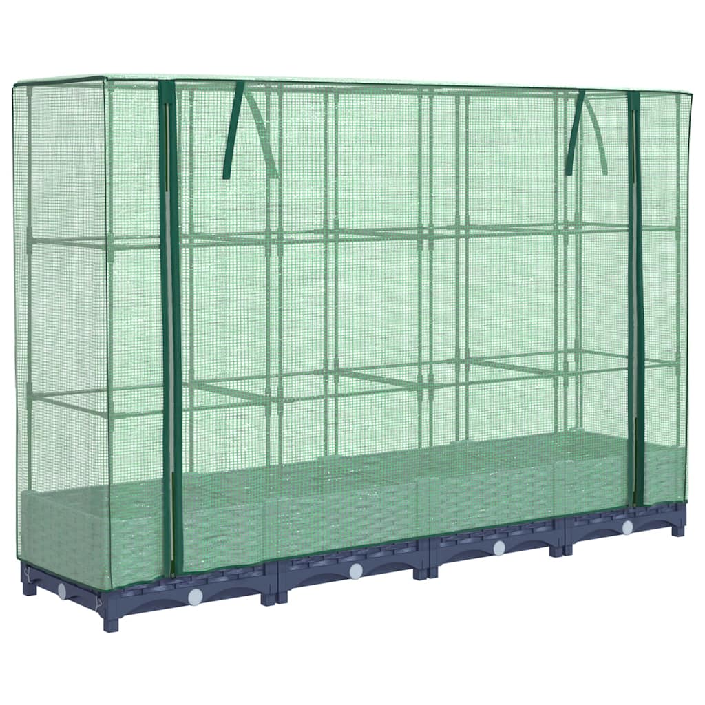 Letto rialzato con copertura per serra effetto rattan 160x40x123 cm