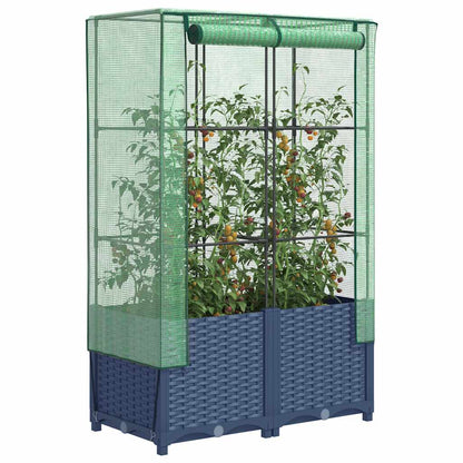 Letto Rialzato con Copertura Serra Effetto Rattan 80x40x138 cm