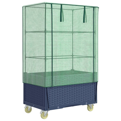Letto Rialzato con Copertura e Ruote Effetto Rattan 80x50x182cm