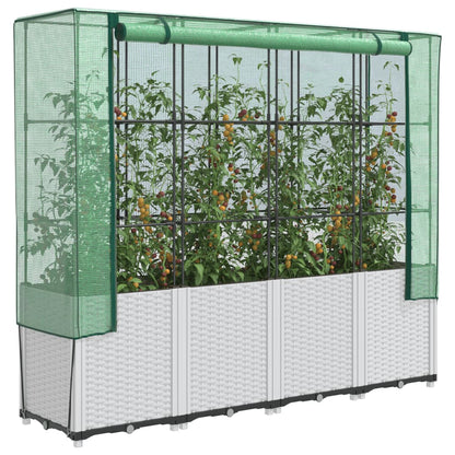 Letto Rialzato con Copertura Serra Effetto Rattan 160x40x153 cm