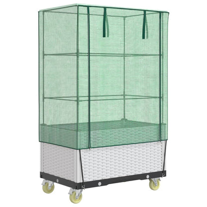 Letto Rialzato con Copertura e Ruote Effetto Rattan 80x50x182cm