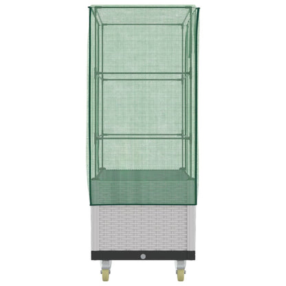 Letto Rialzato con Copertura e Ruote Effetto Rattan 80x50x182cm
