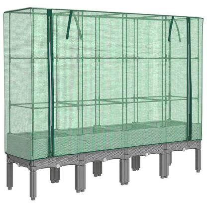 Letto Rialzato con Copertura Serra Effetto Rattan 160x40x140 cm