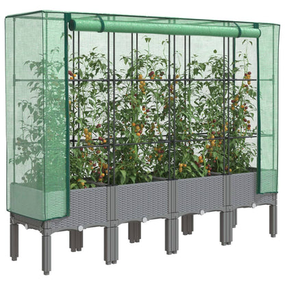 Letto Rialzato con Copertura Serra Effetto Rattan 160x40x140 cm