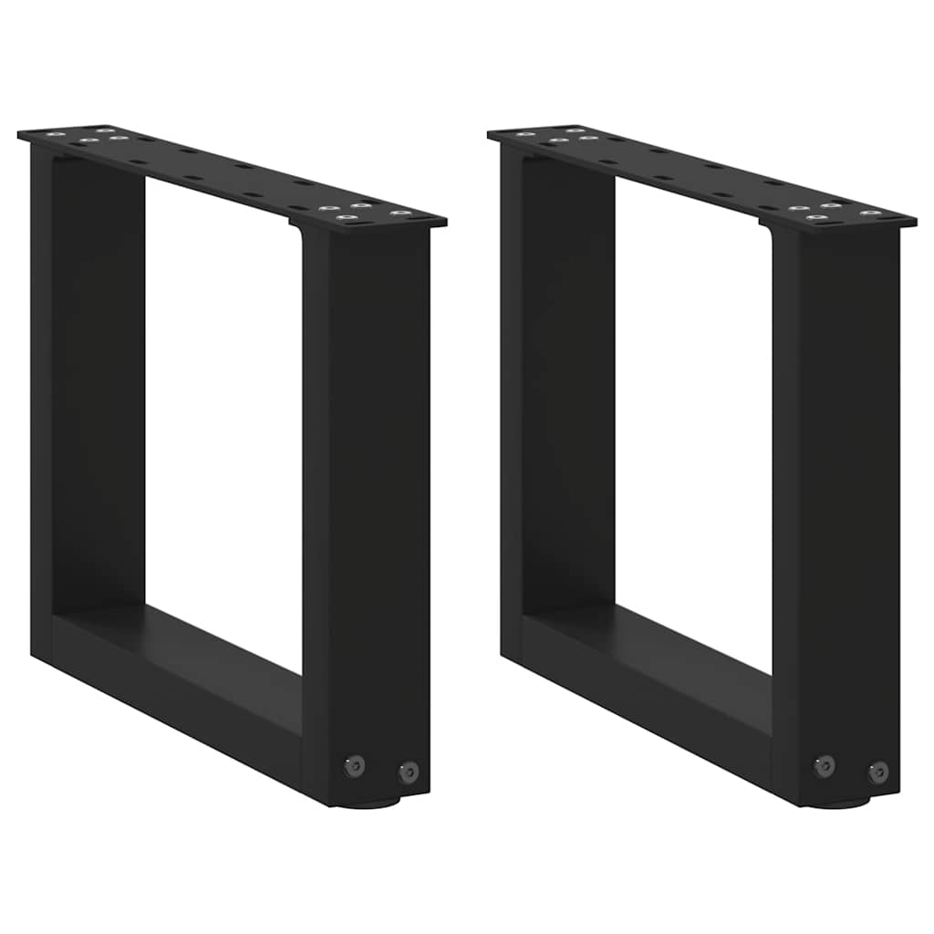 Gambe per Tavolino da CaffÃƒÂ¨ a Forma di U 2 pz Nere 30x(30-31) cm Acciaio