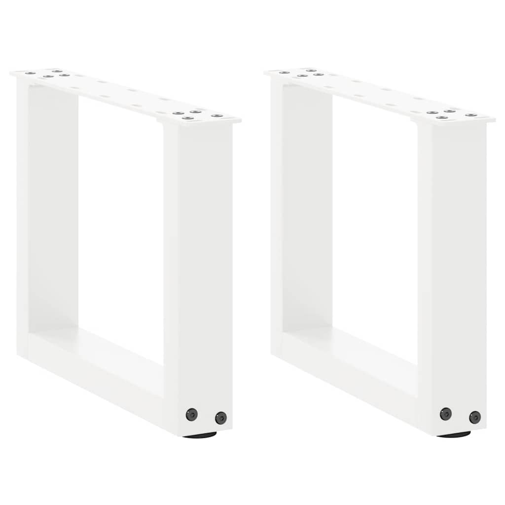 Gambe per Tavolino da CaffÃƒÂ¨ a Forma di U 2 pz Bianche 30x(30-31) cm Acciaio