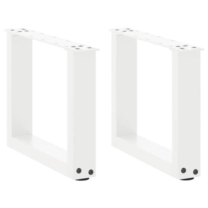 Gambe per Tavolino da CaffÃƒÂ¨ a Forma di U 2 pz Bianche 30x(30-31) cm Acciaio