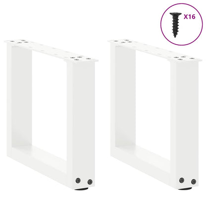 Gambe per Tavolino da CaffÃƒÂ¨ a Forma di U 2 pz Bianche 30x(30-31) cm Acciaio