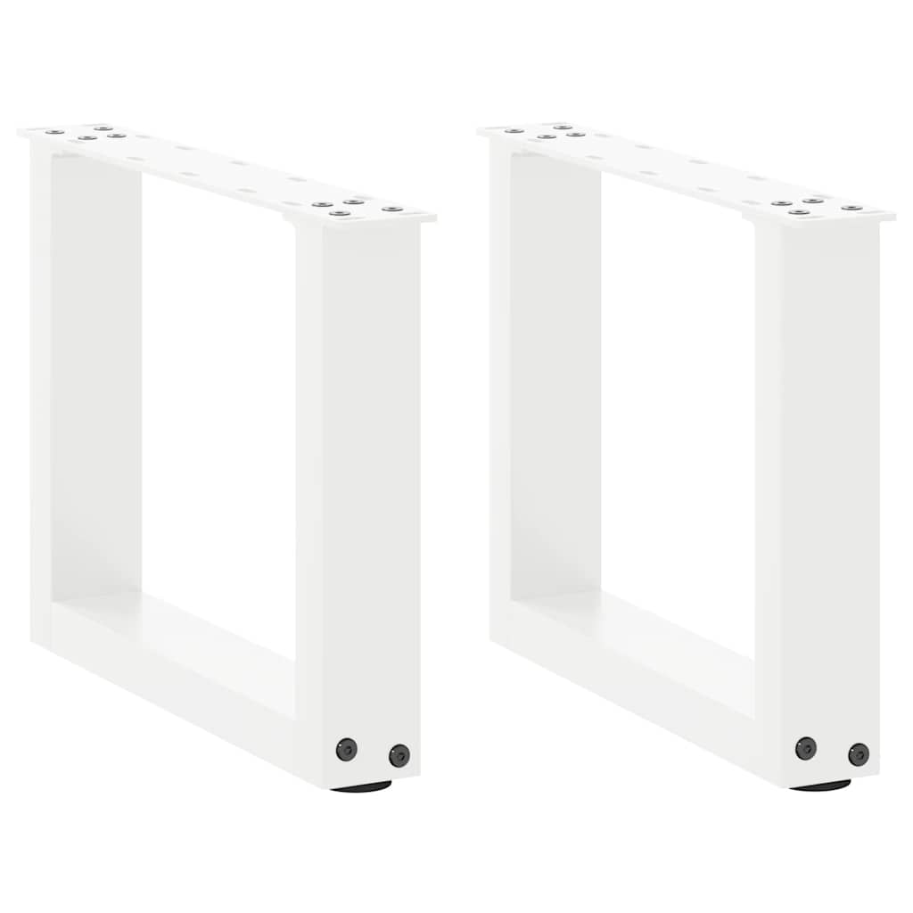 Gambe per Tavolino da CaffÃ¨ a Forma di U 2 pz Bianche 40x(30-31) cm Acciaio