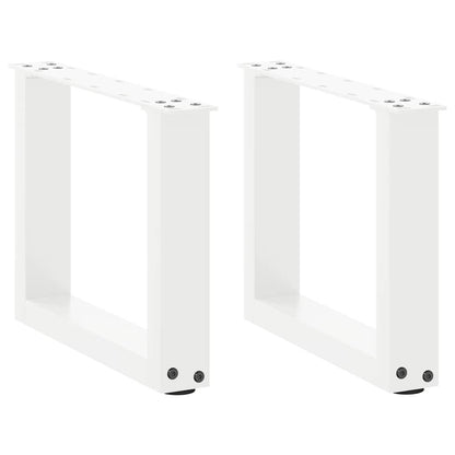 Gambe per Tavolino da CaffÃ¨ a Forma di U 2 pz Bianche 40x(30-31) cm Acciaio