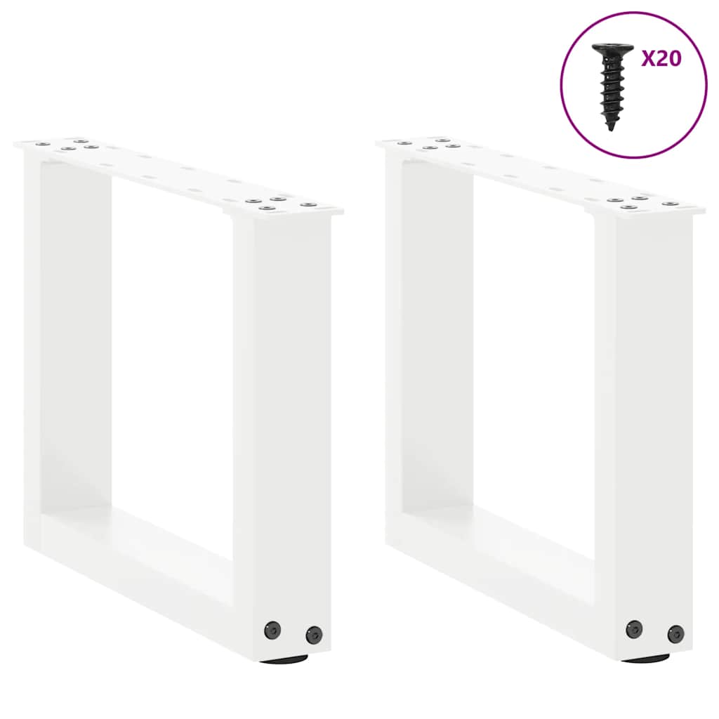 Gambe per Tavolino da CaffÃ¨ a Forma di U 2 pz Bianche 40x(30-31) cm Acciaio