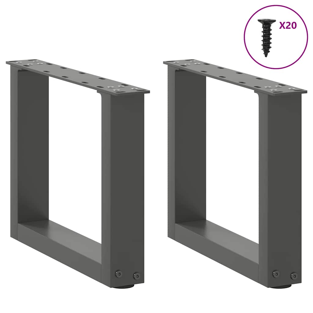 Gambe per Tavolino da CaffÃ¨ a Forma di U 2 pz Antracite 40x(30-31) cm Acciaio
