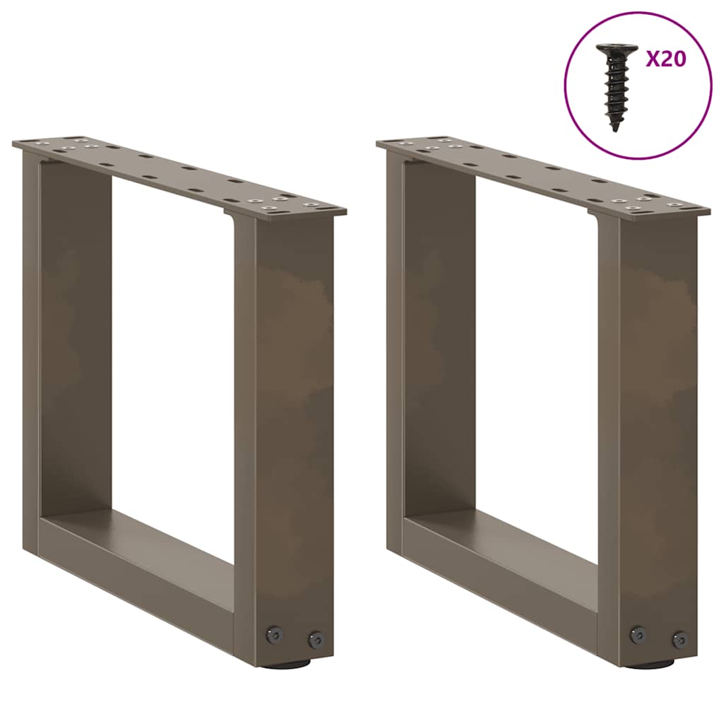 Gambe per Tavolino da CaffÃ¨ a Forma di U 2 pz Acciaio Naturale 40x(30-31) cm Acciaio