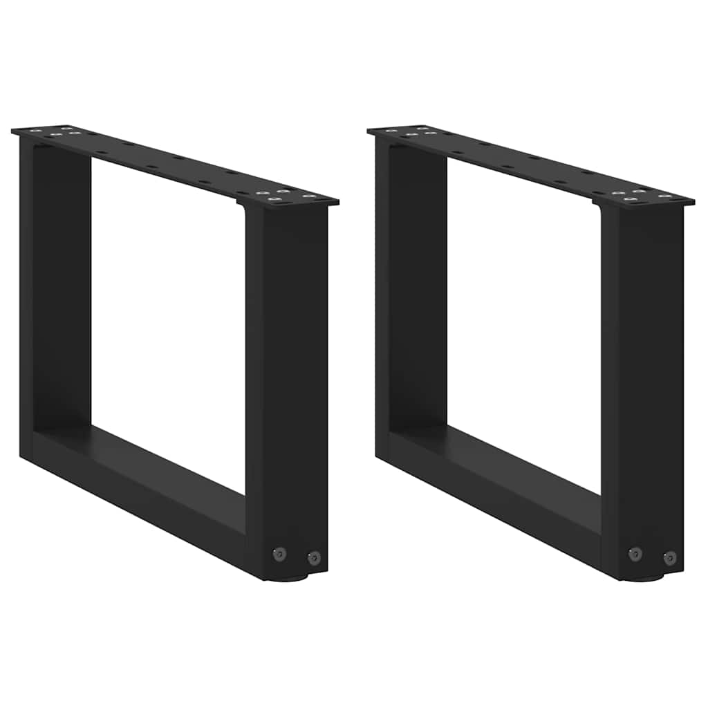 Gambe per Tavolino da CaffÃ¨ a Forma di U 2 pz Nere 50x(30-31) cm Acciaio