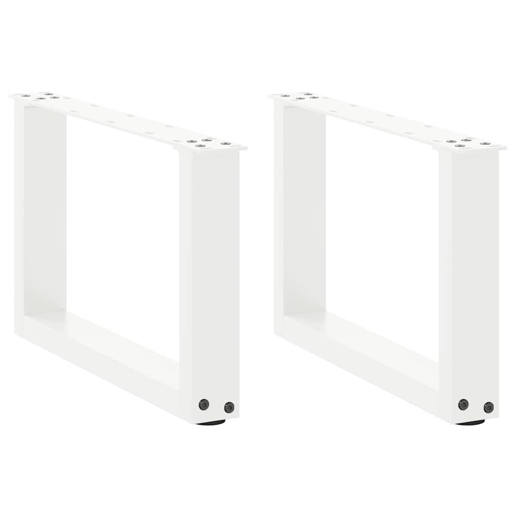 Gambe per Tavolino da CaffÃ¨ a Forma di U 2 pz Bianche 50x(30-31) cm Acciaio