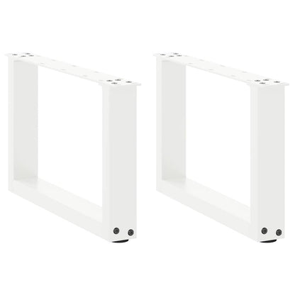 Gambe per Tavolino da CaffÃ¨ a Forma di U 2 pz Bianche 50x(30-31) cm Acciaio
