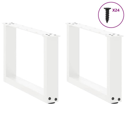 Gambe per Tavolino da CaffÃ¨ a Forma di U 2 pz Bianche 50x(30-31) cm Acciaio
