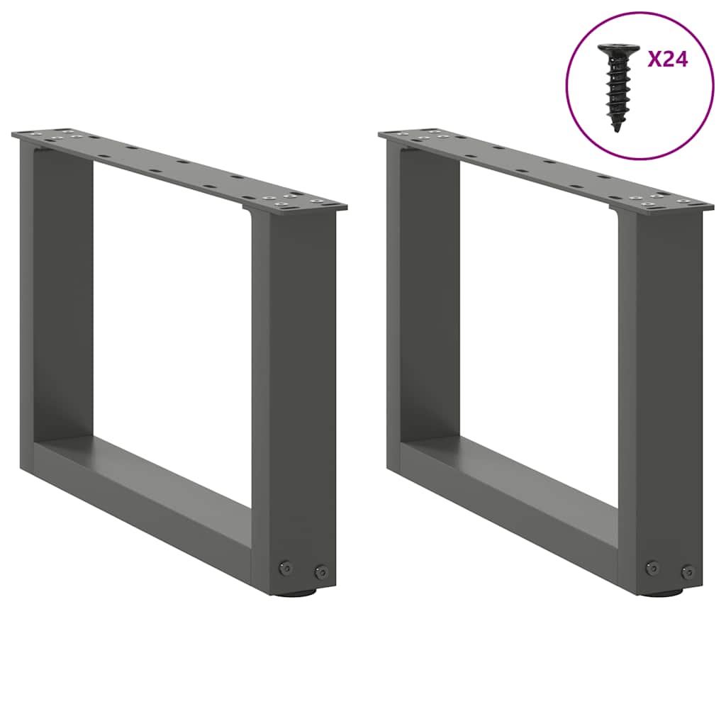 Gambe per Tavolino da CaffÃƒÂ¨ a Forma di U 2 pz Antracite 50x(30-31) cm Acciaio