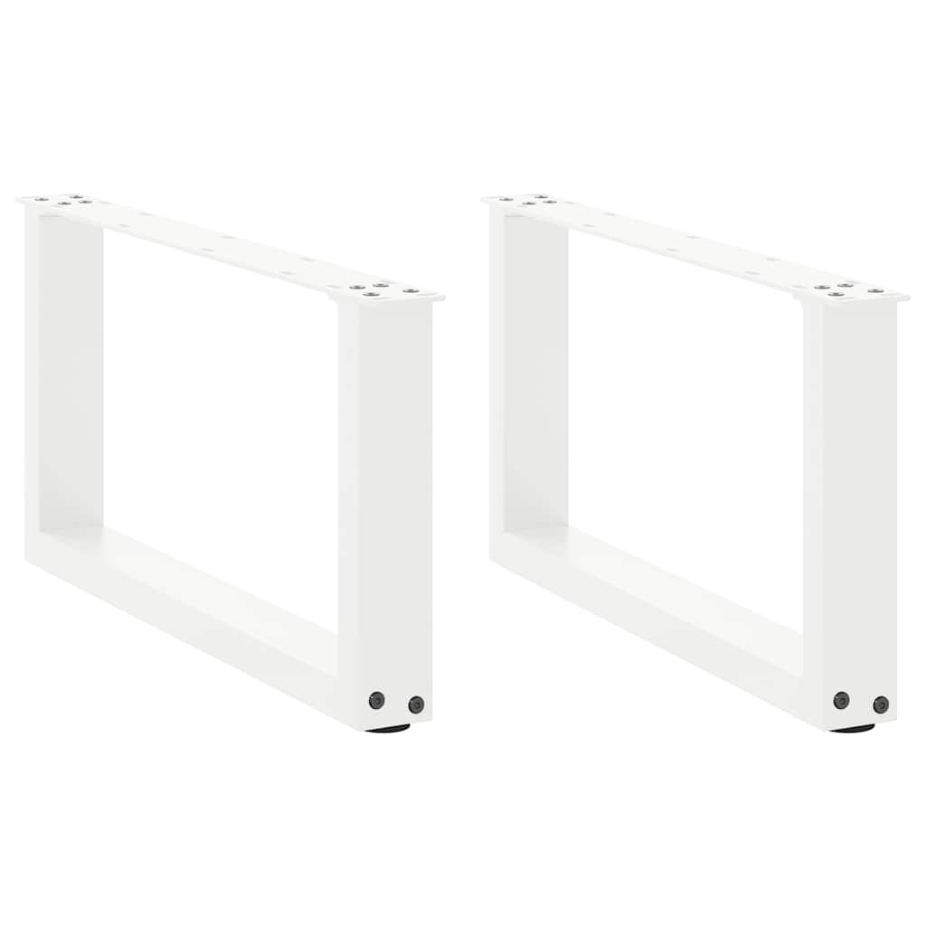Gambe per Tavolino da CaffÃƒÂ¨ a Forma di U 2 pz Bianche 60x(30-31) cm Acciaio